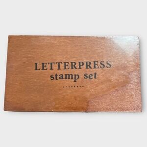 Peter Pauper Press Letterpress Stamp Set Wooden Box Alphabet Numbers Symbols